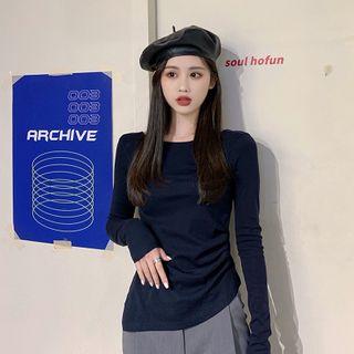 Open Back Long Sleeve Top / Pleated Ankle Pants