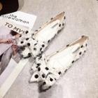Dotted Fringed Bow Accent Pointy Flats
