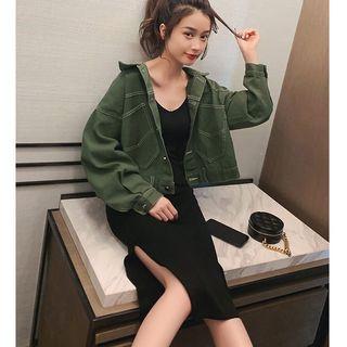 Set: Denim Jacket + Plain Sleeveless Dress