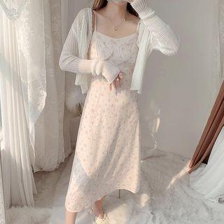 Spaghetti Strap Floral Print Dress / Cardigan (various Designs)
