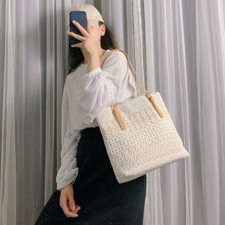 Pattern Embroidered Tote Bag