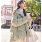 Plain Padded Jacket Light Green - One Size