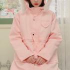 Heart-patch Hooded Parka Pink - One Size