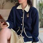 Bear Embroidered Polo-neck Jacket