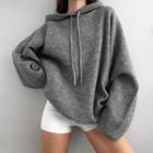 Long Sleeve Knitted Loose-fit Hoodie