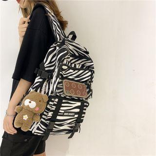 Leopard Print Mesh Panel Backpack