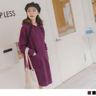 Smocked Cuff Hooded Dress