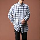 Long-sleeve Linen-blend Check Shirt