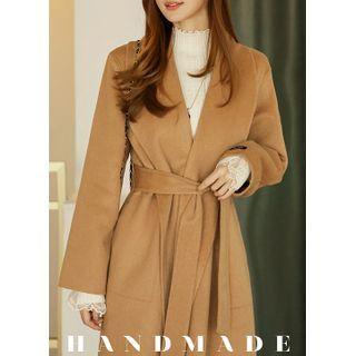 Handmade Shawl-collar Long Wrap Coat