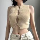 Cut-out Furry Crop Tank Top