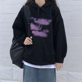 Bear And Cloud Print Hoodie
