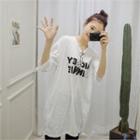 Mickey Mouse Print Lettering T-shirt