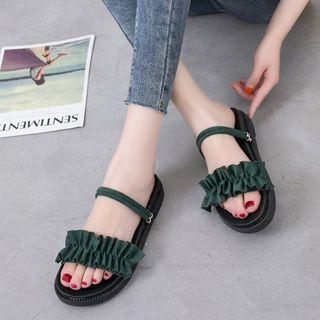 Ruffle Accent Double Straps Sandals