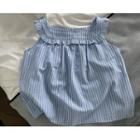 [dearest] Sleeveless Frilled Stripe Blouse Blue - One Size