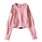Cold-shoulder Buckled Sweatshirt