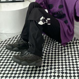 Checker Panel Straight Leg Pants