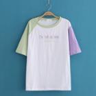 Color Block Round-neck Oversized Short Sleeve T-shirt