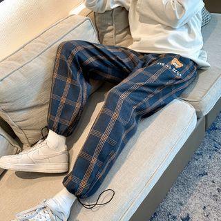 Bear Print Plaid Sweatpants