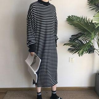 Long-sleeve Striped Maxi Dress