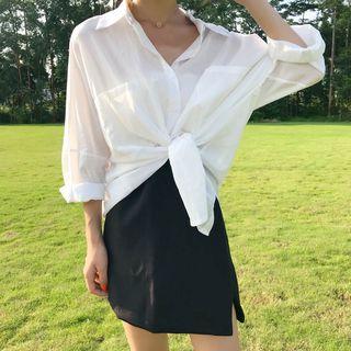 Short-sleeve Pocket Blouse