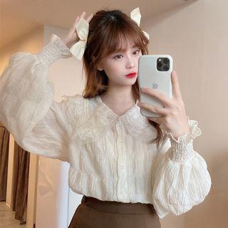Lace Peter Pan Collar Long-sleeve Top