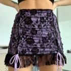 Lace Panel Side Drawcord Mini Skirt