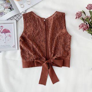 Bow-back Cropped Lace Tank Top