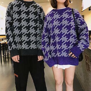Couple Matching Houndstooth Pattern Sweater