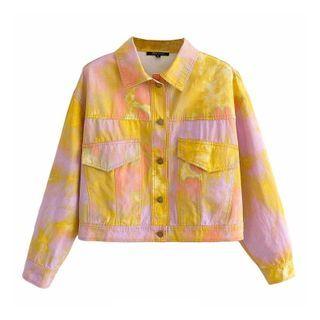 Dye Print Denim Button Jacket