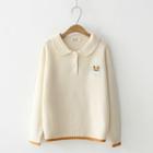 Dog Embroidered Polo Sweater