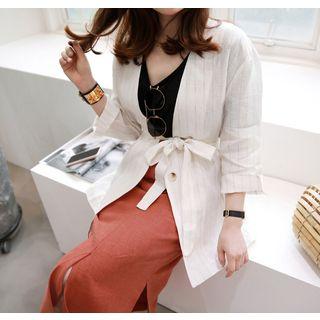 One-button Linen Jacket With Sash