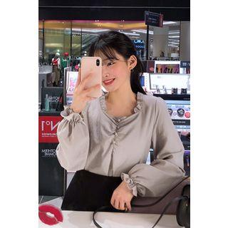 Square-neck Frilled Blouse