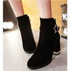 Block-heel Star Accent Ankle Boots