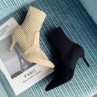 Knit Panel Stiletto Heel Short Boots