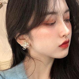 Rhinestone Flower Earring 1 Pair - 925 Silver - Flower - One Size