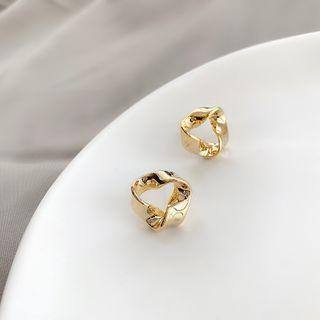 Twisted Alloy Earring 1 Pair - 925 Silver Needle - One Size
