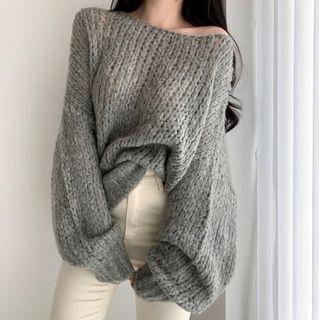 Off-sleeve Rib Knit Sweater