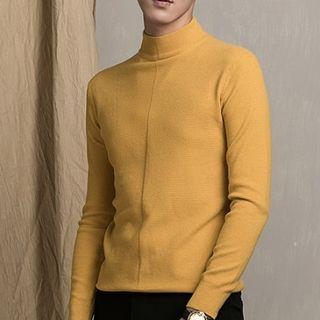 Mock Turtleneck Plain Knit Top