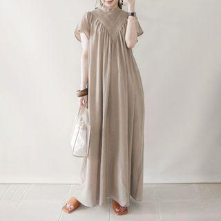 Sleeveless Plain Dress Off-white - One Size