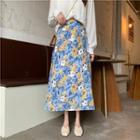 Floral Print Maxi A-line Skirt Floral Print - Blue & Yellow - One Size