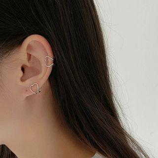 Heart Alloy Cuff Earring 1 Pair - Silver - One Size