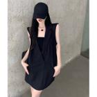 Details Loose-fit Sleeveless Mini Dress Black - One Size