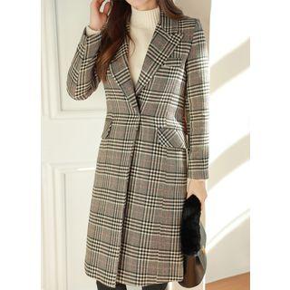Peaked-lapel Glen-plaid Coat