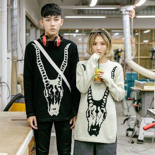 Couple Matching Long-sleeve Printed Knit Top
