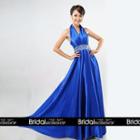 Halter Neck Jeweled A-line Evening Gown
