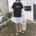Mock Two-piece Elbow-sleeve Letter T-shirt Dress