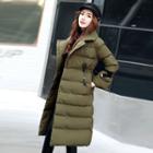 Double-buttoned Belted Sleeve Padded Coat