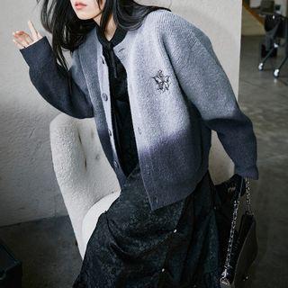 Butterfly Embroidered Gradient Cardigan