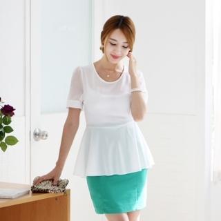Tie-back Peplum Chiffon Top