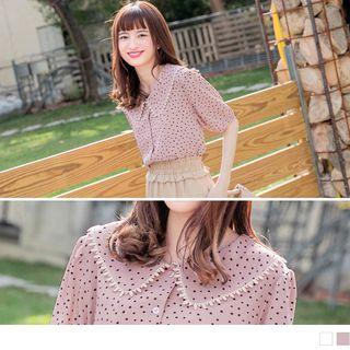 Crochet Trim Star Patterned Short-sleeve Top